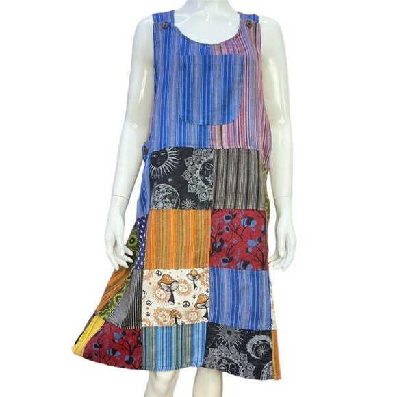 Rising International Boho Patchwork Pinafore/Jumper, 100% Cotton - NWT - Picture 3 of 8